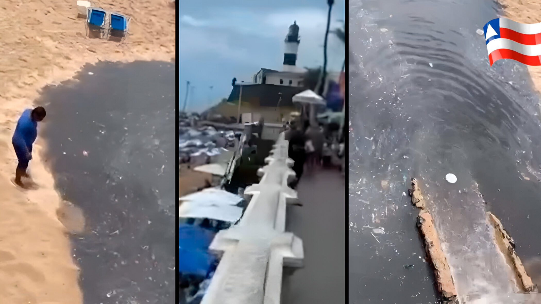 Esgoto na Praia do Farol da Barra: Flagrante de Poluição Indigna Banistas